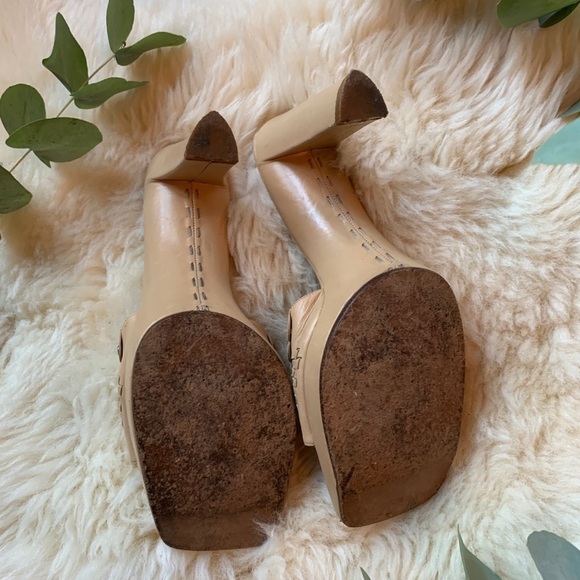 L’Idea Beige Leather Y2K Embellished Mule Slides - Picture 9 of 10
